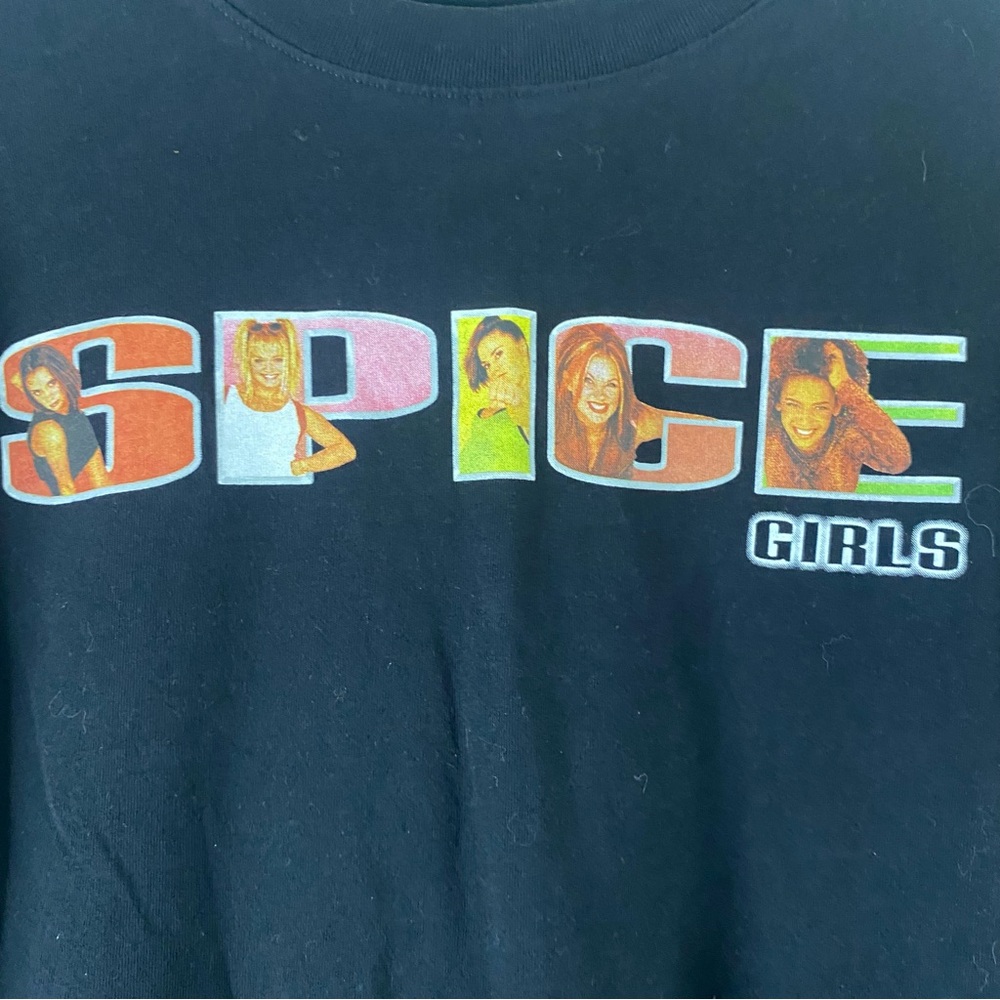 Q Spice Girls Relaxed Boyfriend Tee Black Graphic T-Shirt - Picture 2 of 9